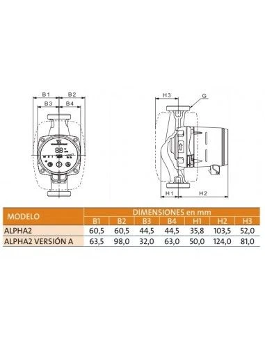 Bomba De Circulación Electrónica Grundfos ALPHA2 25-80 130 5 Bomba De Circulación Electrónica Grundfos ALPHA2 25-80 130 - Imagen 3