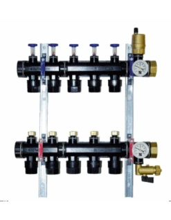 Colector Plástico Modular Eco CABEL Con Caudalímetros 12 Vías 1”