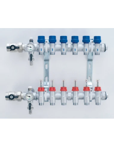 Colector Premontado Metálico Suelo Radiante CABEL Con Caudalímetros 4 Vías 1” 3 Colector Premontado Metálico Suelo Radiante CABEL Con Caudalímetros 4 Vías 1”