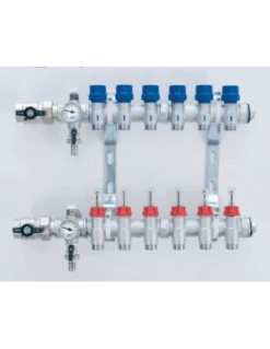 Colector Premontado Metálico Suelo Radiante CABEL Con Caudalímetros 5 Vías 1”