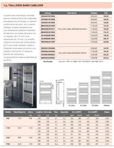 Radiador Toallero CABEL 818 X 500 4 Radiador Toallero CABEL 818 X 500 - Imagen 2